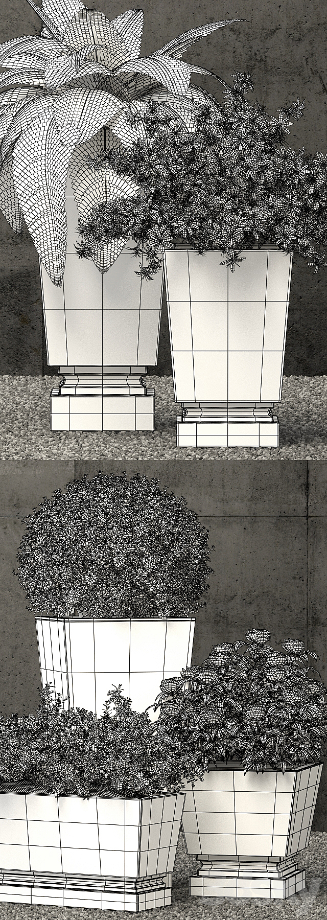 Restoration Hardware pedestal sheet metal planters 3ds Max - thumbnail 3