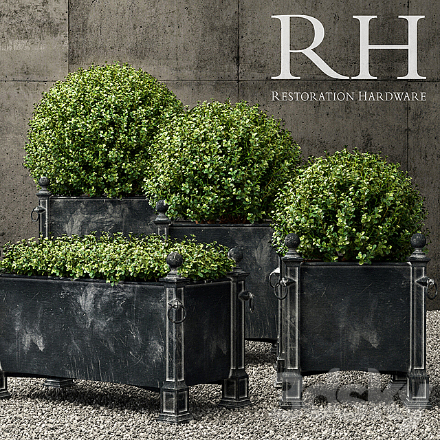 Restoration Hardware versailles weathered zinc planters 3ds Max - thumbnail 1