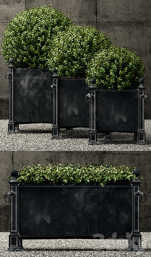 Restoration Hardware versailles weathered zinc planters 3ds Max - thumbnail 2