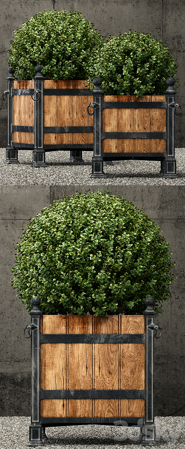 Restoration Hardware versailles wood panel planters 3DS Max Model - thumbnail 2