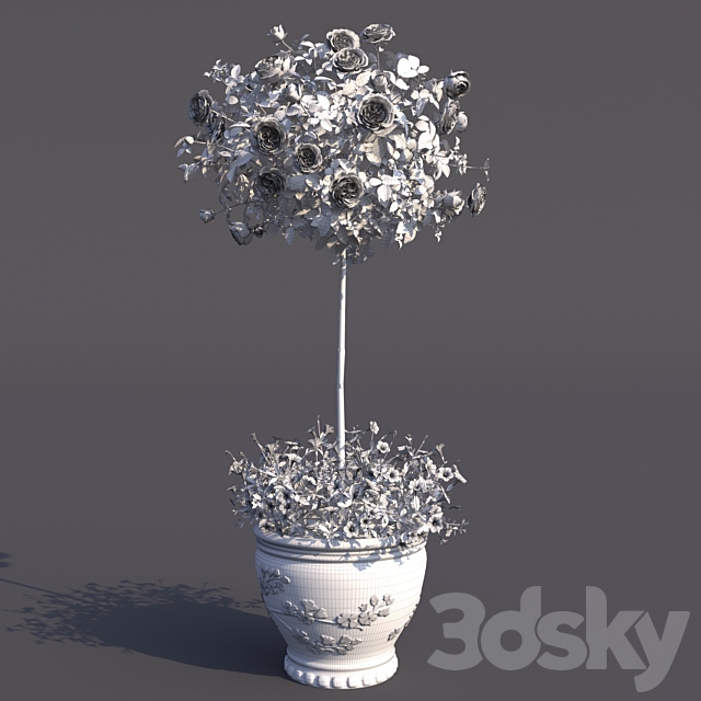 Rosa shtambovaya in a pot No. 2 3DS Max Model - thumbnail 5