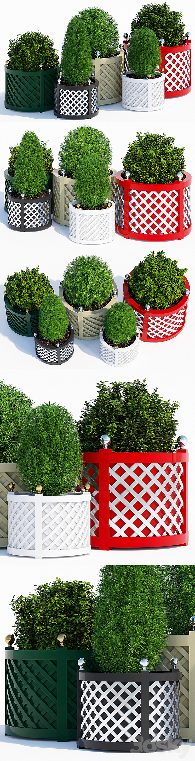 Round treillage planters 3DS Max - thumbnail 2