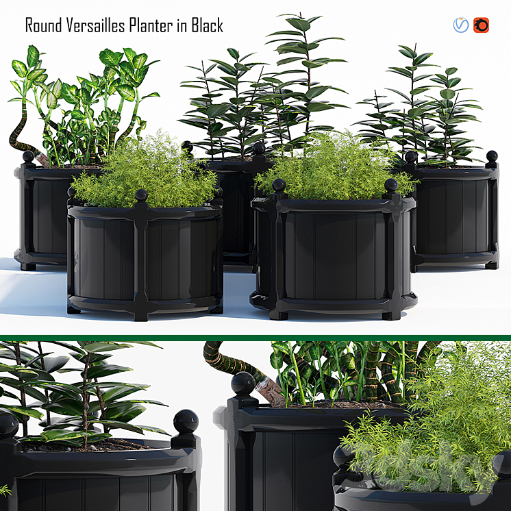 Round versailles planter 2 3DS Max - thumbnail 1