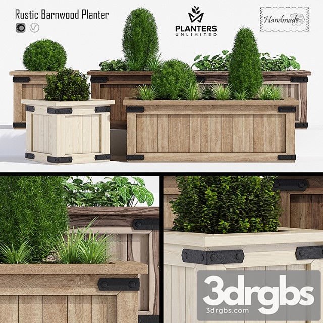 Rustic Barnwood Planter One 3dsmax Download - thumbnail 1