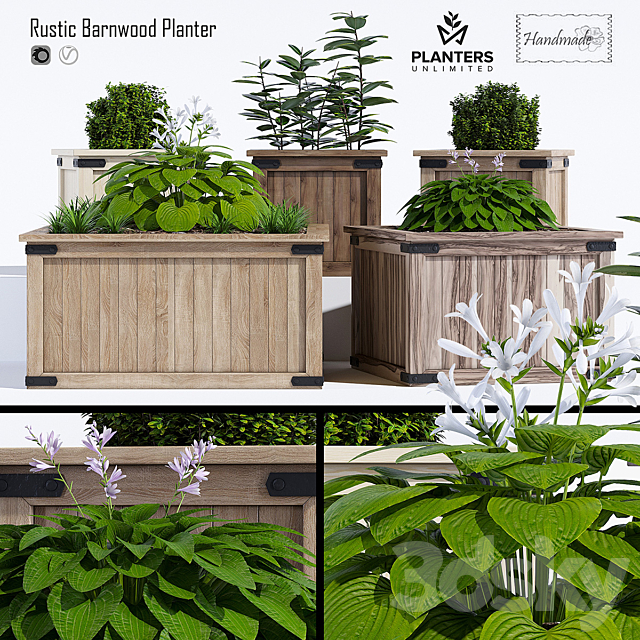 Rustic barnwood planter two 3ds Max - thumbnail 1