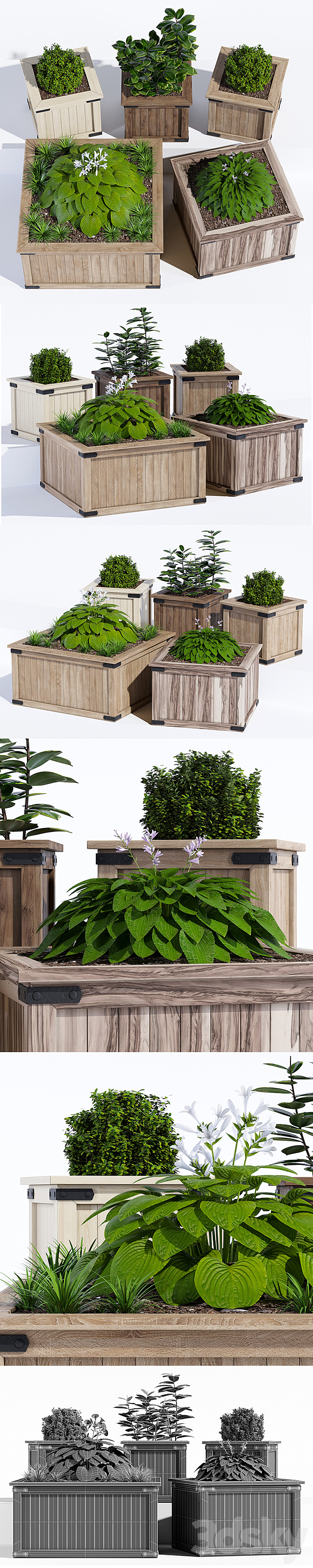 Rustic barnwood planter two 3ds Max - thumbnail 2