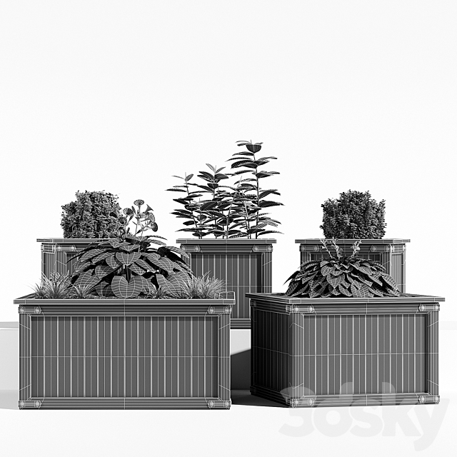 Rustic barnwood planter two 3ds Max - thumbnail 3