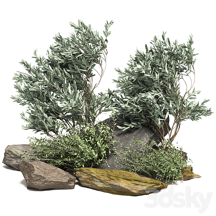 Stone + Bush Pack 7 3DS Max - thumbnail 1