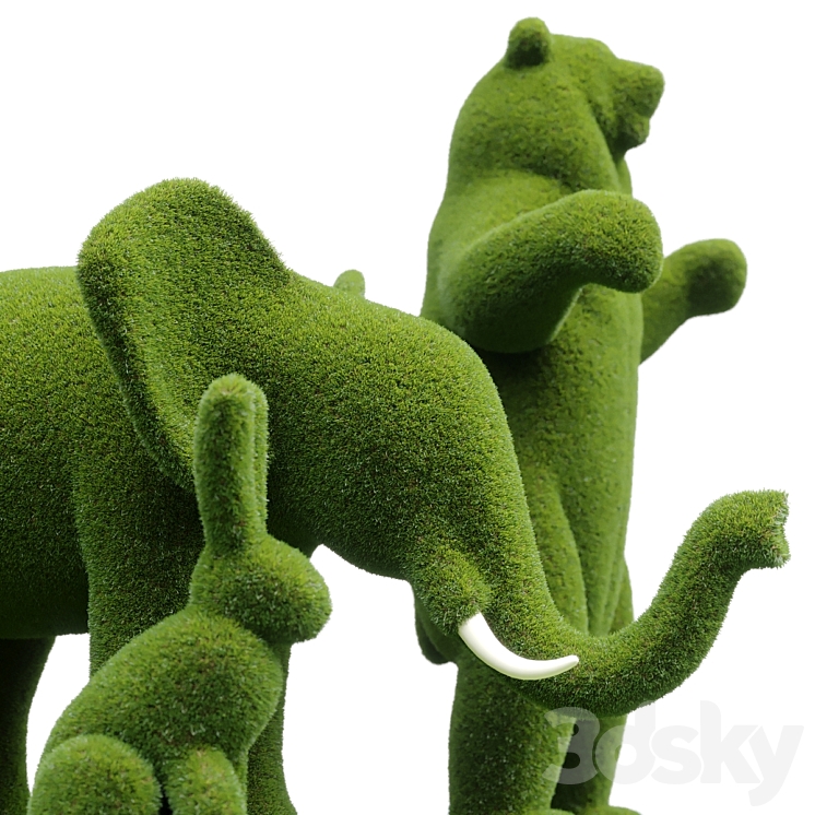 “Topiary “”Bacho”” Bear Hare and Elephant” 3DS Max Model - thumbnail 2