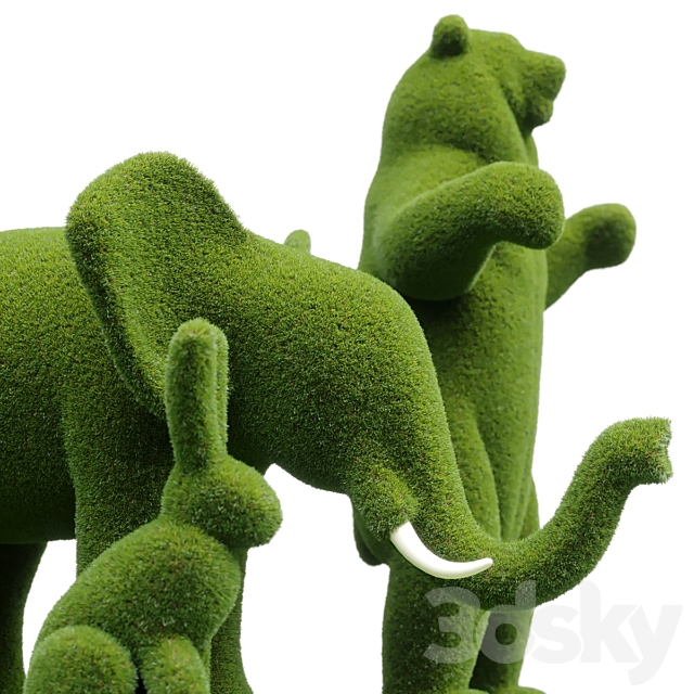 Topiary “Bacho” Bear Hare and Elephant 3DSMax File - thumbnail 2