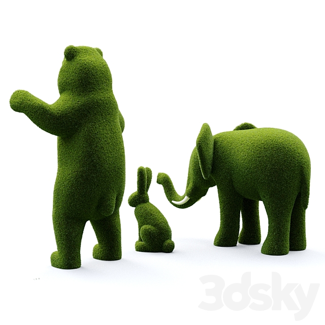 Topiary “Bacho” Bear Hare and Elephant 3DSMax File - thumbnail 4