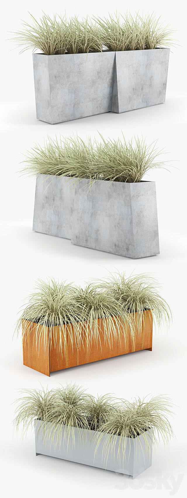 Twista Contemporary Modern Outdoor Planter Pot Grass 3DS Max Model - thumbnail 2