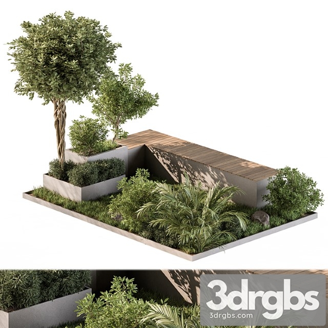 Urban Furniture Bench With Plants Set 43 3dsmax Download - thumbnail 1