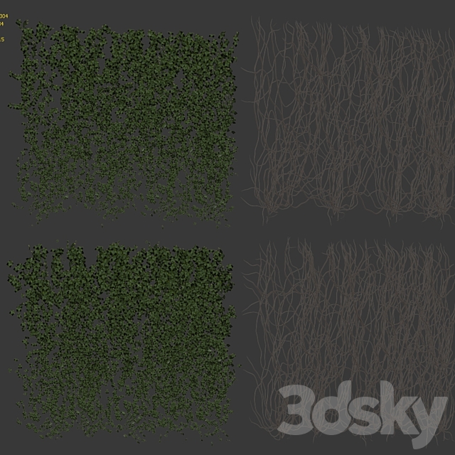 Wall of ivy leaves v3 3DSMax File - thumbnail 3