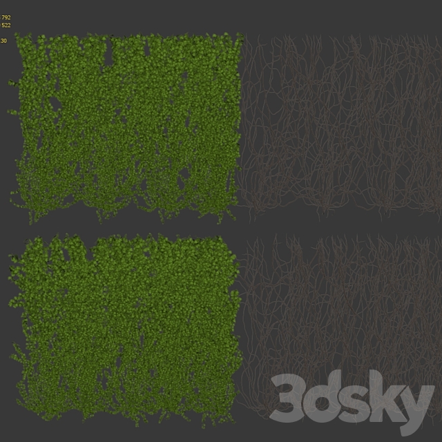 Wall of wild grapes leaves. 2 products 3ds Max - thumbnail 3