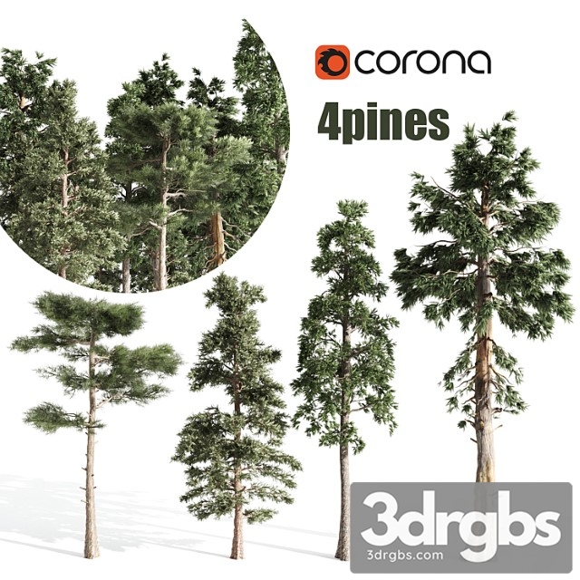 4 Pines Tree 3dsmax Download - thumbnail 1