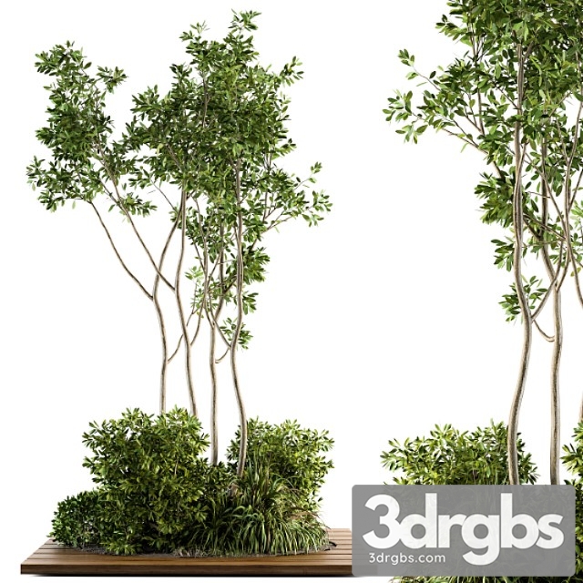 Garden Set Bush And Tree Garden Set 04 3dsmax Download - thumbnail 1