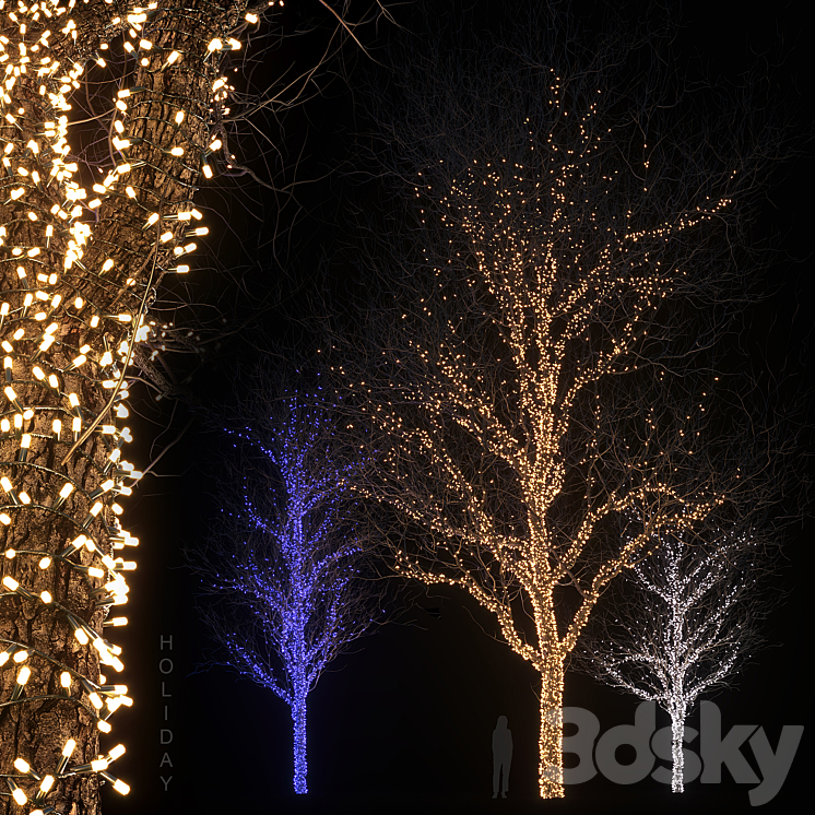 Holiday glowing trees 3DS Max Model - thumbnail 1