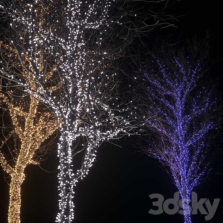 Holiday glowing trees 3DS Max Model - thumbnail 2