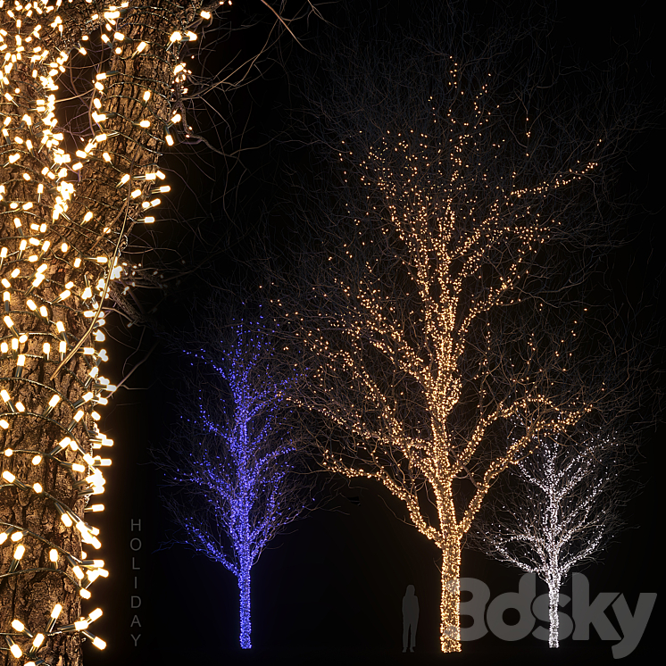 Holiday glowing trees 3DS Max - thumbnail 1