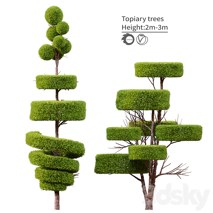 Topiary trees 3DS Max Model - thumbnail 1