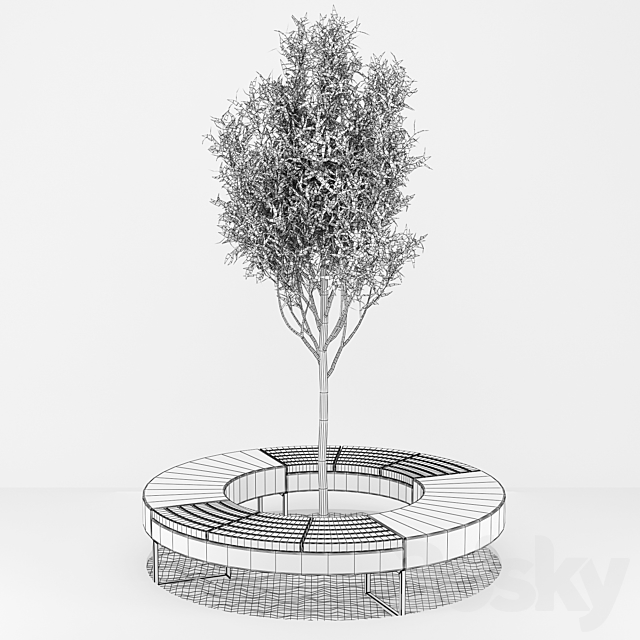 Tree Flowerbed 3DS Max Model - thumbnail 2