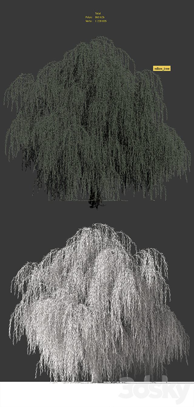 Tree Willow 3DS Max Model - thumbnail 3