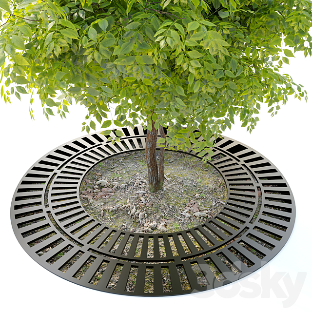 Tree with metal grate 3DS Max Model - thumbnail 2