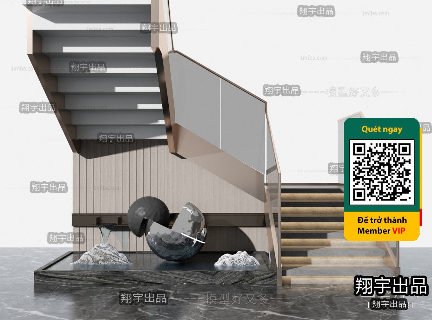 3DS MAX – STAIR – VRAY / CORONA – 3D MODEL – 4480 - thumbnail 1