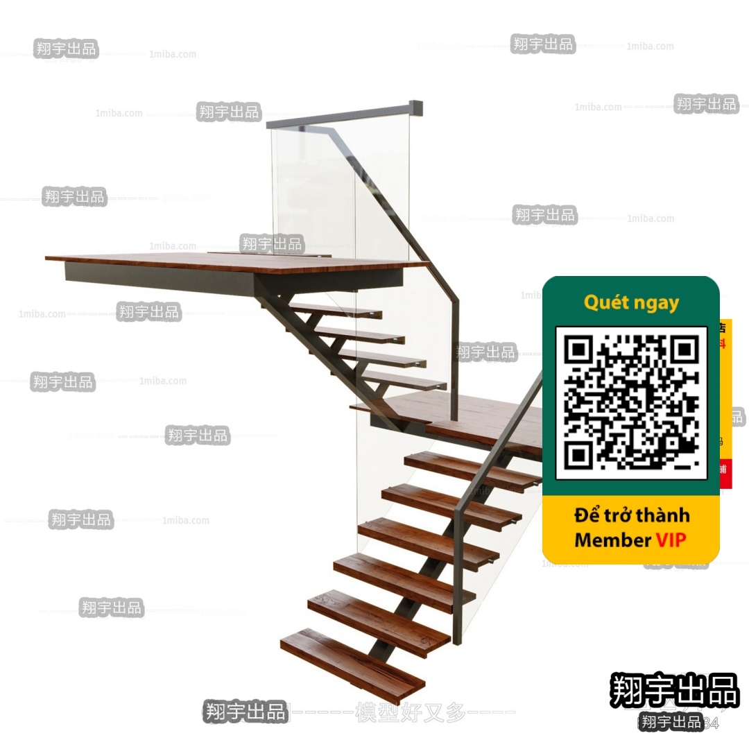 3DS MAX – STAIR – VRAY / CORONA – 3D MODEL – 4485 - thumbnail 1