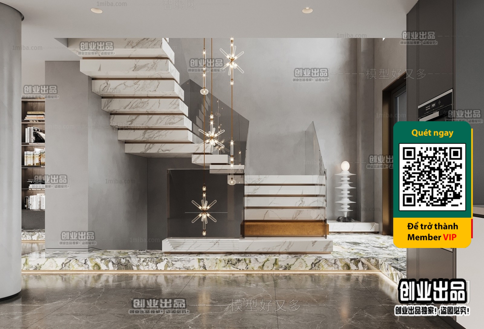 3DS MAX – STAIR – VRAY / CORONA – 3D MODEL – 4497 - thumbnail 1