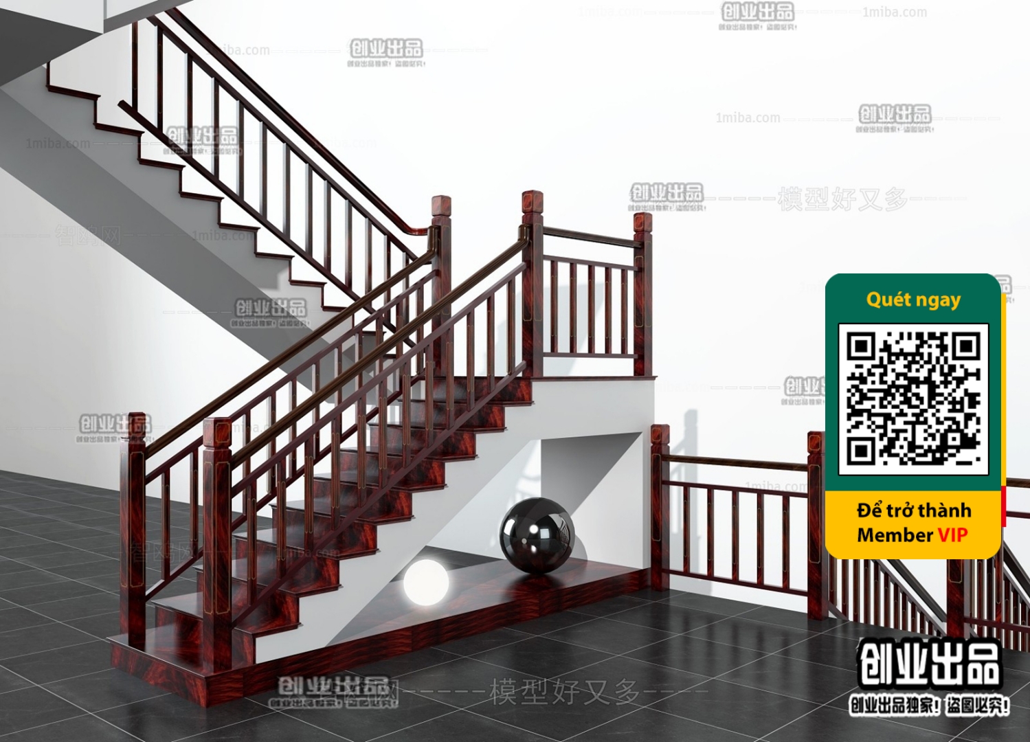 3DS MAX – STAIR – VRAY / CORONA – 3D MODEL – 4499 - thumbnail 1