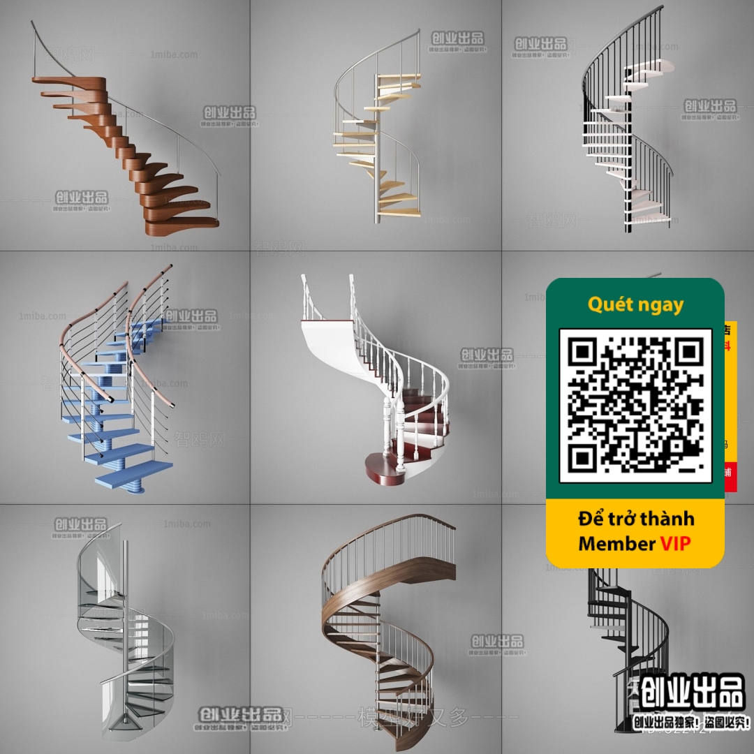 3DS MAX – STAIR – VRAY / CORONA – 3D MODEL – 4506 - thumbnail 1