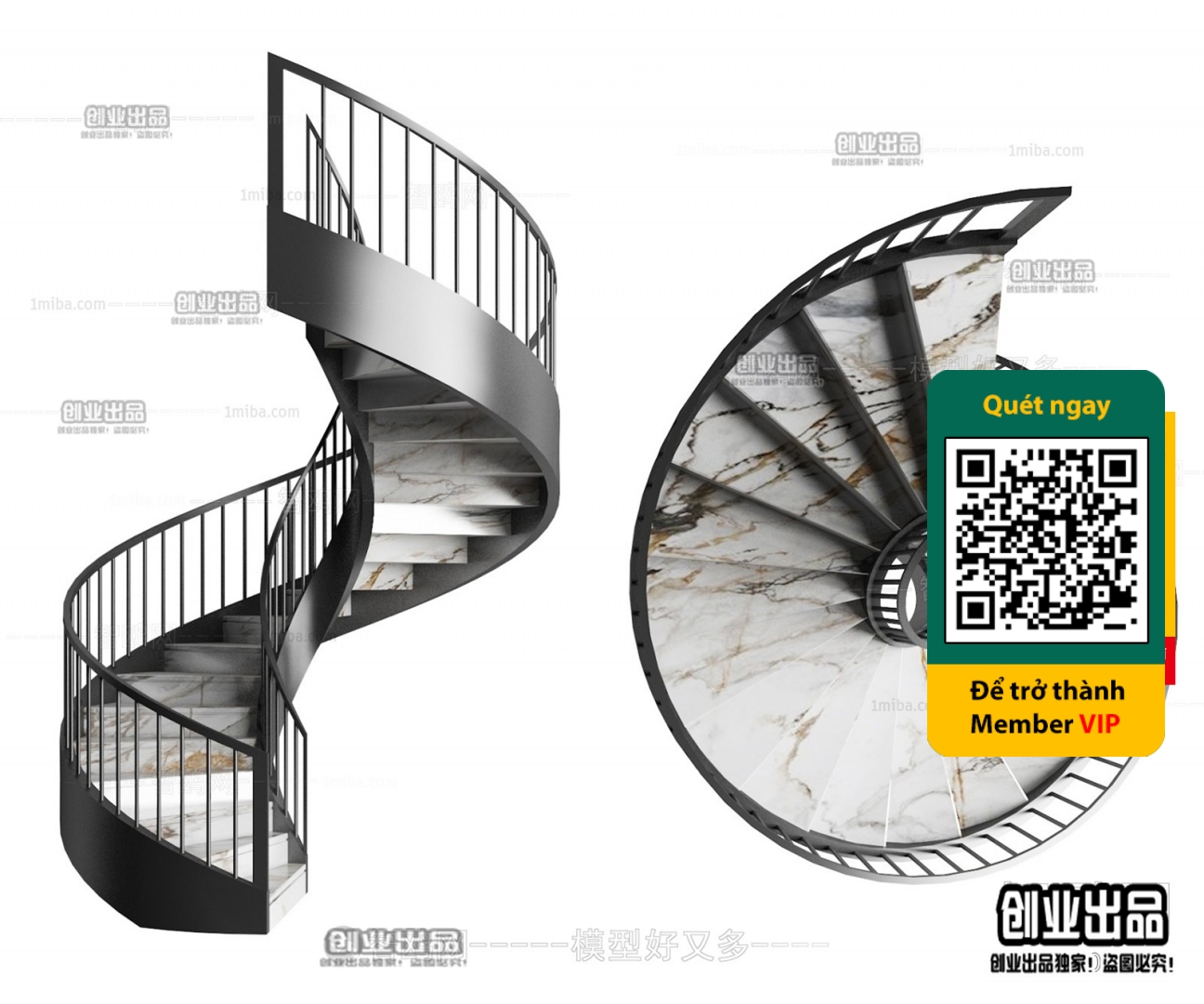 3DS MAX – STAIR – VRAY / CORONA – 3D MODEL – 4507 - thumbnail 1