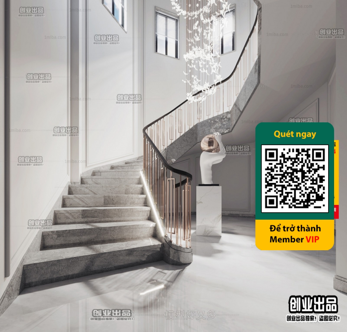 3DS MAX – STAIR – VRAY / CORONA – 3D MODEL – 4516 - thumbnail 1