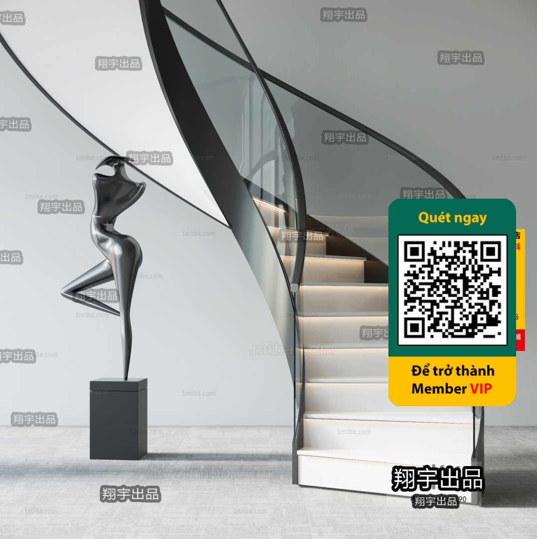 3DS MAX – STAIR – VRAY / CORONA – 3D MODEL – 4520 - thumbnail 1