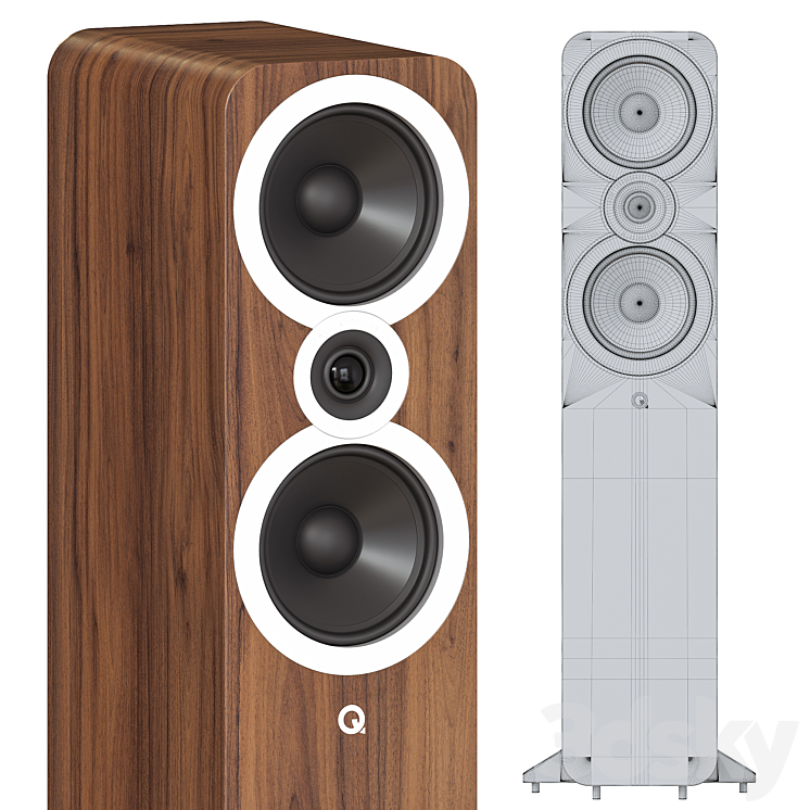 3050i Walnut Floorstanding Speakers 3DS Max - thumbnail 2
