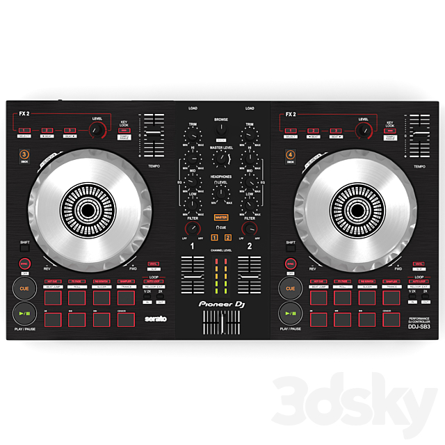 DJ controller Pioneer DDJ-SB3 3DS Max Model - thumbnail 2