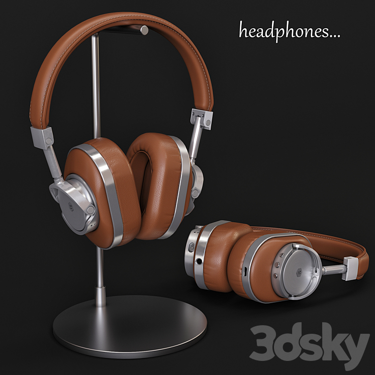 Headphones Master & Dynamic MW60S2 Brown \/ Silver 3DS Max - thumbnail 1