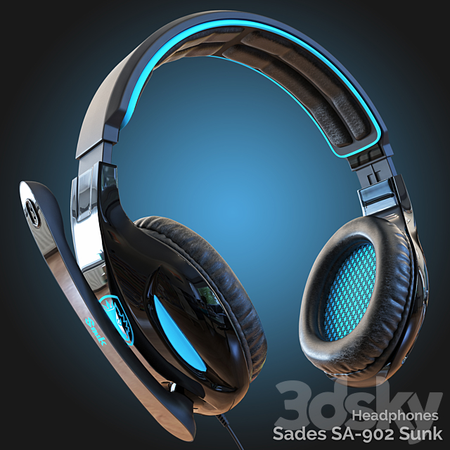 Headphones Sades SA-902 3ds Max - thumbnail 1