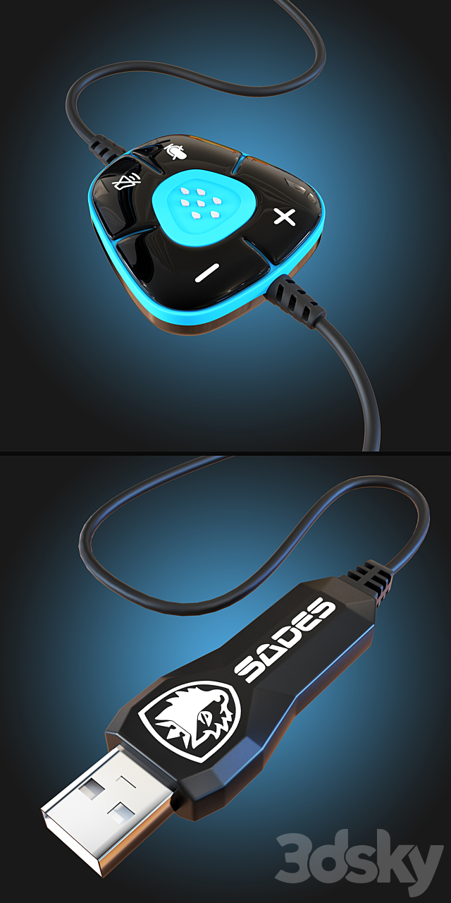 Headphones Sades SA-902 3ds Max - thumbnail 2