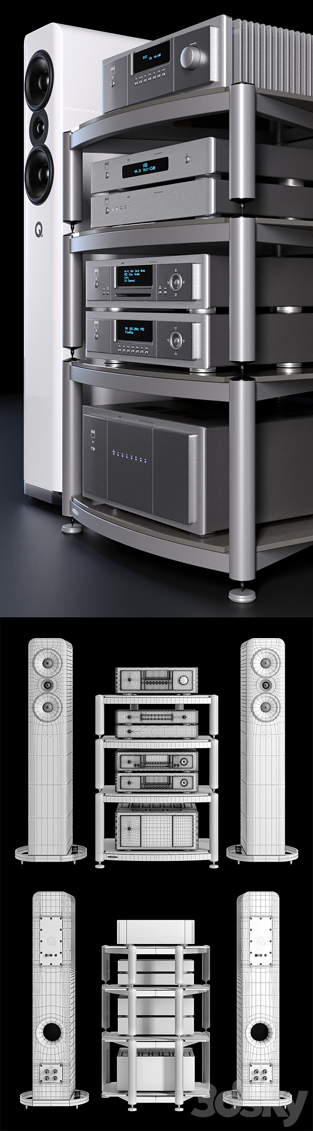 Hi-fi kit NAD and Q acoustics 3DS Max Model - thumbnail 3