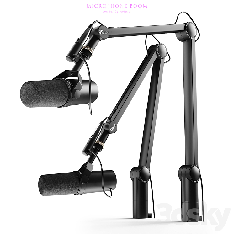 Microphone Shure & boom arm Blue 3DS Max Model - thumbnail 2