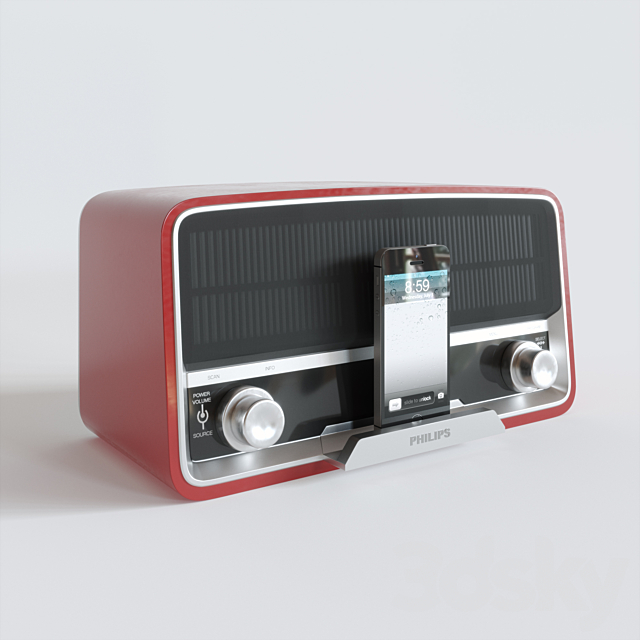 Philips radio receiver in retro style + iphone5s 3ds Max - thumbnail 1