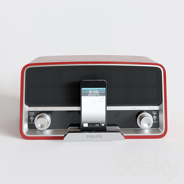 Philips radio receiver in retro style + iphone5s 3ds Max - thumbnail 2