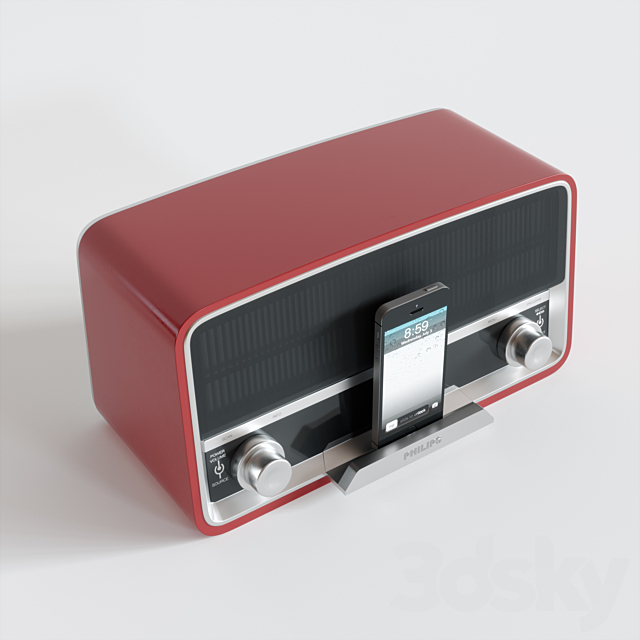 Philips radio receiver in retro style + iphone5s 3ds Max - thumbnail 3