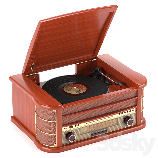 Retro phonograph 3ds Max - thumbnail 1