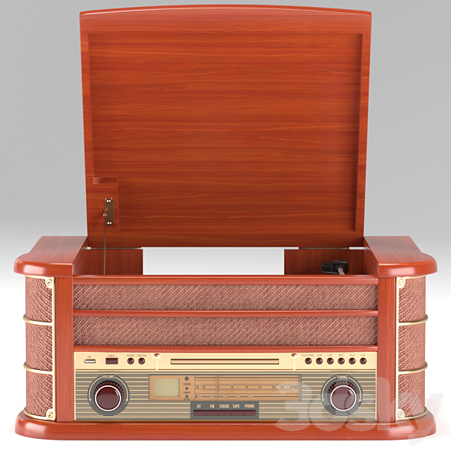 Retro phonograph 3ds Max - thumbnail 3