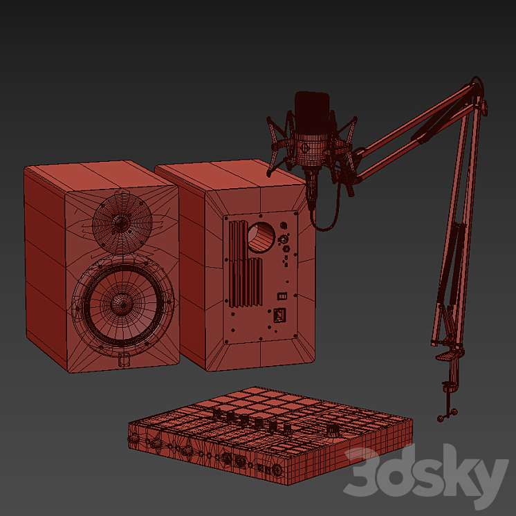 Set for a sound engineer blogger musician. 3DS Max - thumbnail 2