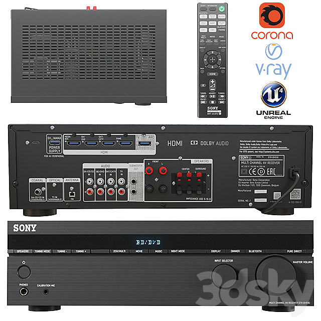 Sony AV receiver STR-DH590 Audio System 3ds Max - thumbnail 1